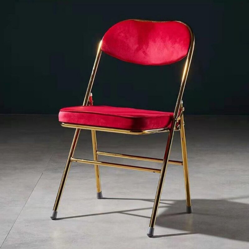 Classic Thickened Electroplated Folding Chair Comfortable Dining Chair Office Chair Accent Chairs for Living Room Furniture Ins