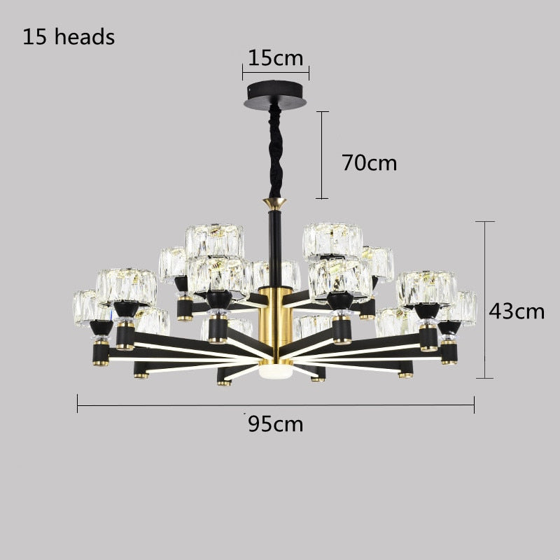 Nordic light luxury living room led crystal chandelier modern minimalist luxury dining room bedroom gold and black ceiling lamps