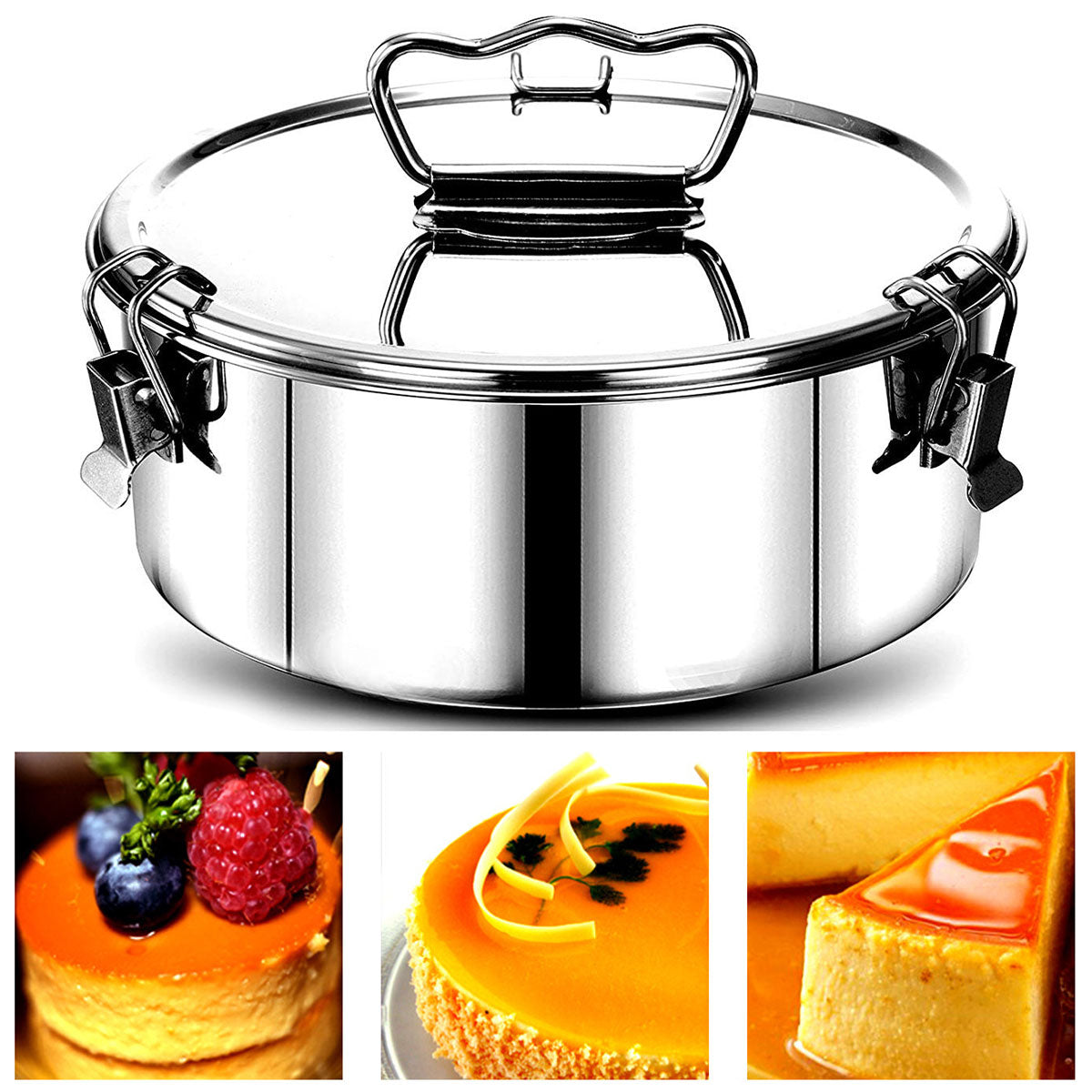 1.5QT Stainless Steel Flan Mold Cake Baking Pan for 6QT 8QT Instant Pot Chocolate Pastry Pudding Flan Mould Kitchen Accessories
