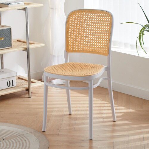 Nordic Mobile Dining Chairs Accent Living Room Office Rattan Designer Dining Chairs Balcony Ergonomic Cadeira Rattan Furnitures