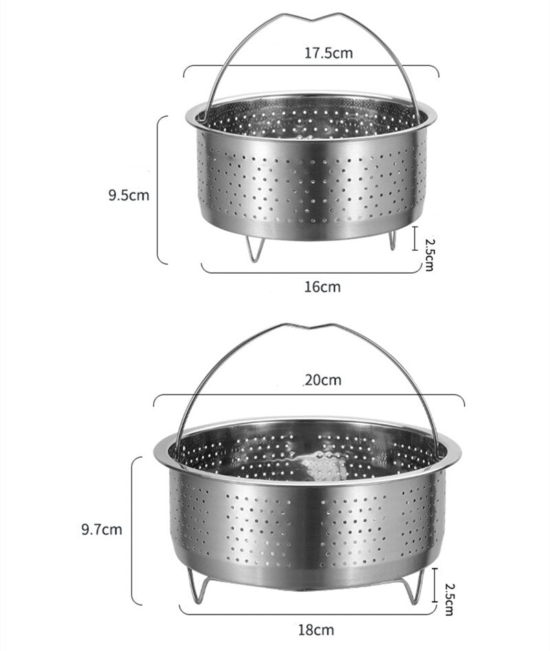 Stainless Steel Kitchen Steam Basket Pressure Cooker Anti-scald Steamer Multi-Function Fruit Cleaning Basket Cookeo Accessories