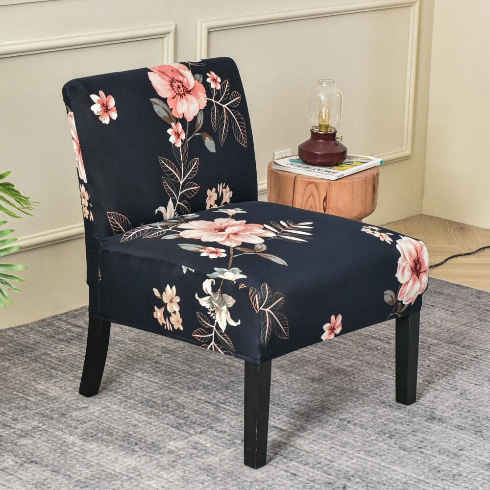 Armless Accent Slipper Chair Cover Elastic Sofa Stool Slipcover Jacquard Stretch Dining Couch Protector For Living Room Decor