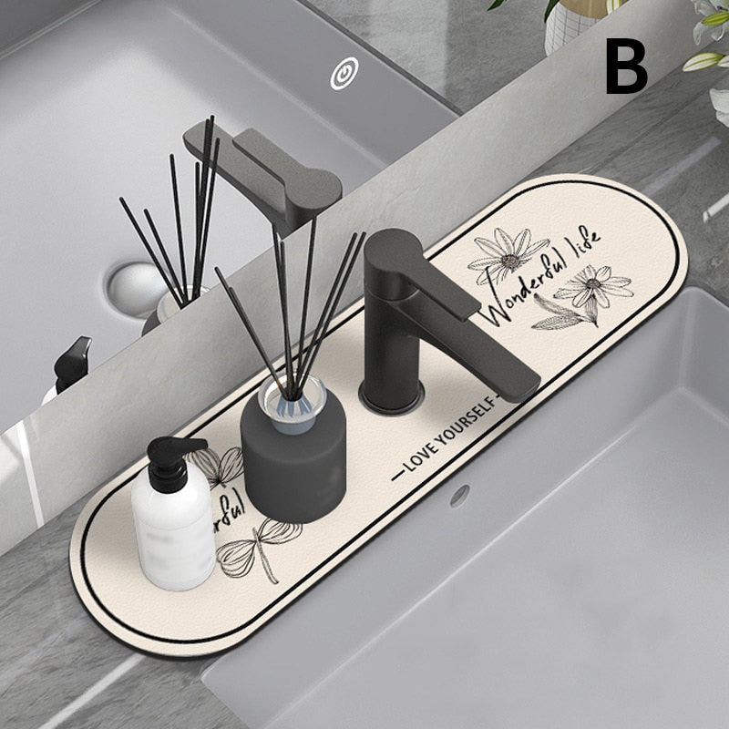 Classic Sink Faucet Drain Pad Table Mat Toilet Diatom Mud Absorbent Pad Non-slip Anti-mildew Mat for Kitchen Countertop Dining