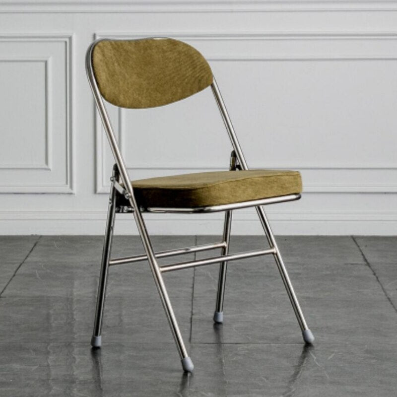 Classic Thickened Electroplated Folding Chair Comfortable Dining Chair Office Chair Accent Chairs for Living Room Furniture Ins