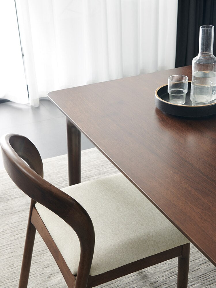 Solid wood dining tables and chairs small household type Nordic black walnut wood table Japanese rectangular table