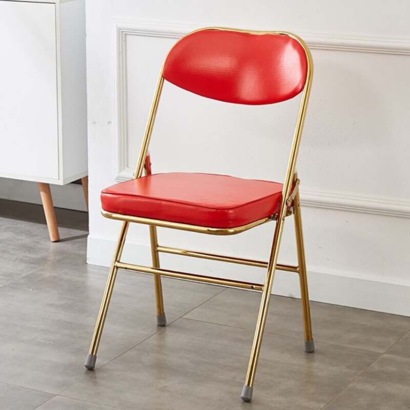 Classic Thickened Electroplated Folding Chair Comfortable Dining Chair Office Chair Accent Chairs for Living Room Furniture Ins