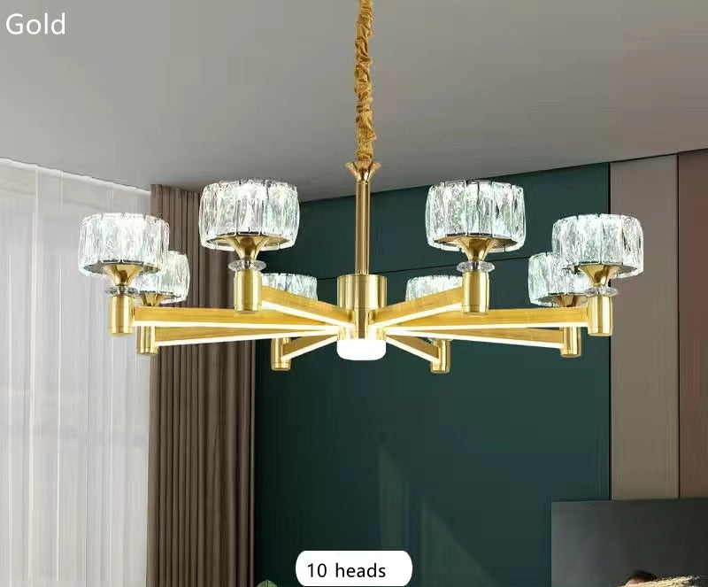Nordic light luxury living room led crystal chandelier modern minimalist luxury dining room bedroom gold and black ceiling lamps