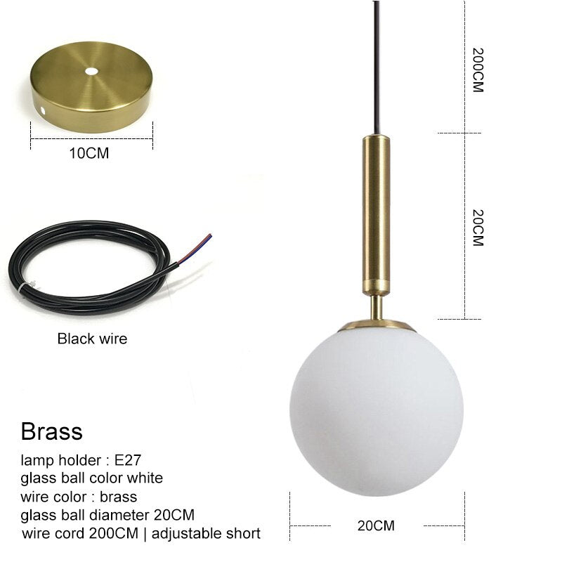 Modern Pendant Lamp Luxurious Gold Glass Ball Lampshade Hanging Lights Fixtures For Dining Room Bedroom Decoration Lighting