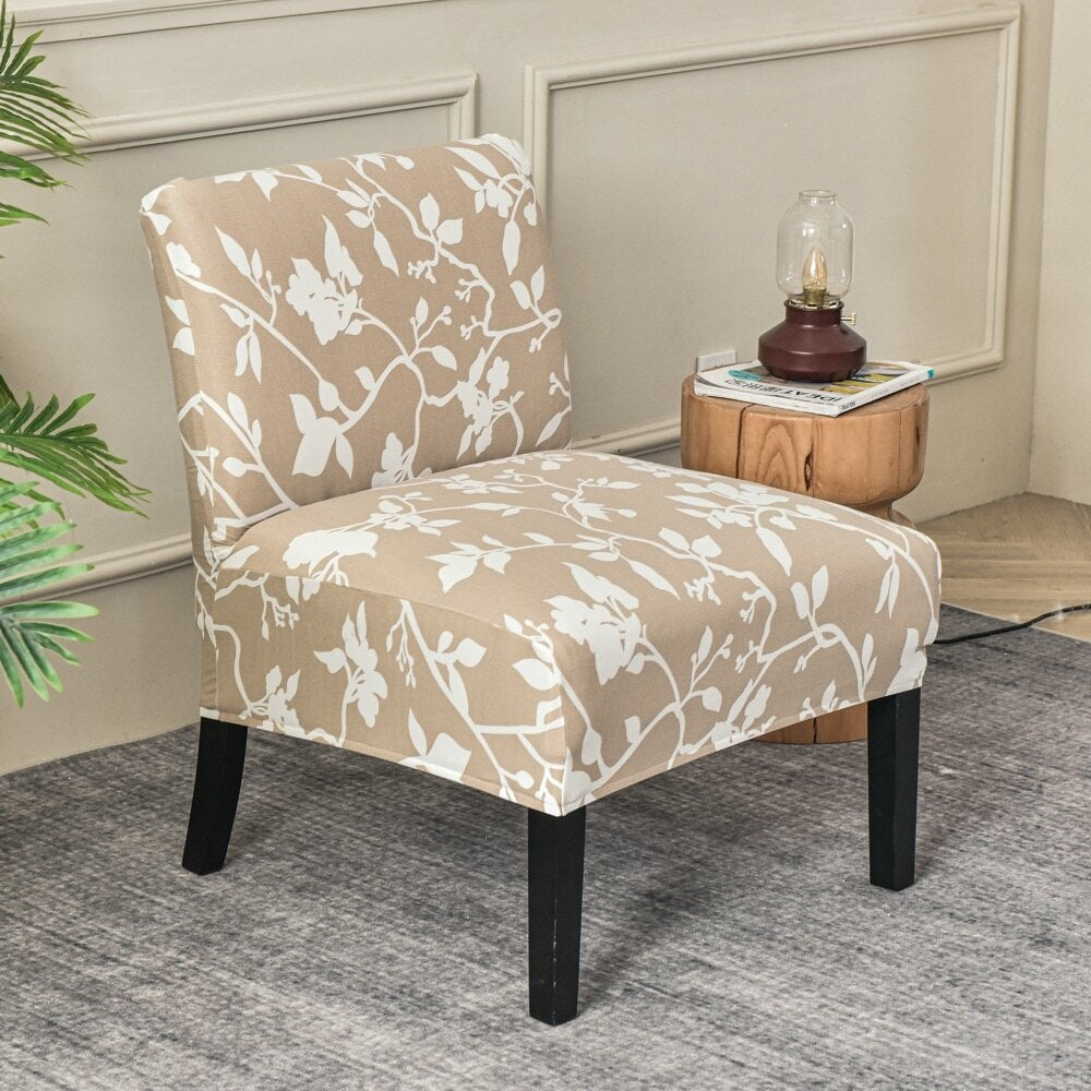 Armless Accent Slipper Chair Cover Elastic Sofa Stool Slipcover Jacquard Stretch Dining Couch Protector For Living Room Decor