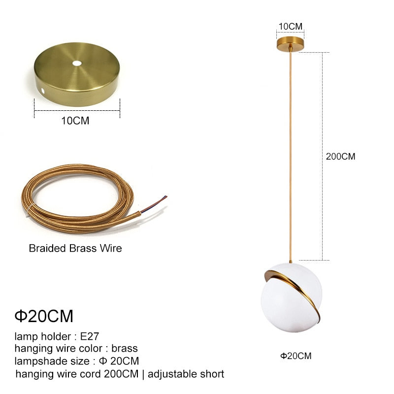 Nordic Modern LED Pendant Lights Dining Table Decor Bedroom Restaurant Chandelier Fixtures Golden Hanging Lamp Ball Lampshade
