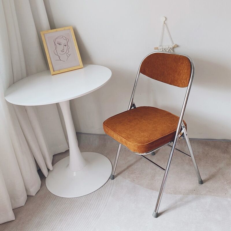 Classic Thickened Electroplated Folding Chair Comfortable Dining Chair Office Chair Accent Chairs for Living Room Furniture Ins