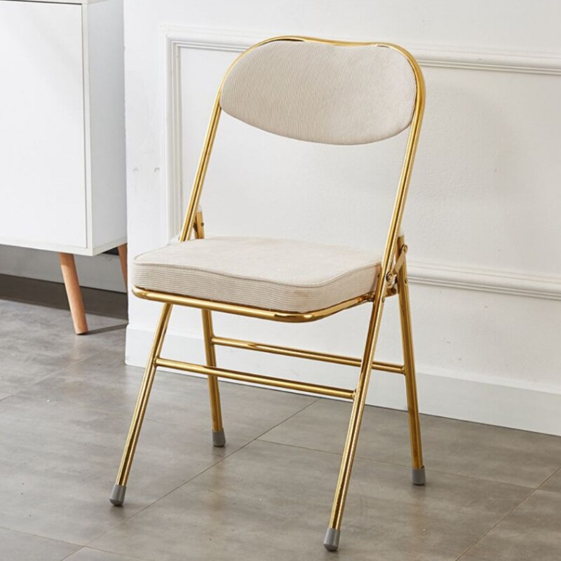 Classic Thickened Electroplated Folding Chair Comfortable Dining Chair Office Chair Accent Chairs for Living Room Furniture Ins