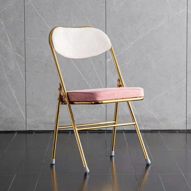Classic Thickened Electroplated Folding Chair Comfortable Dining Chair Office Chair Accent Chairs for Living Room Furniture Ins