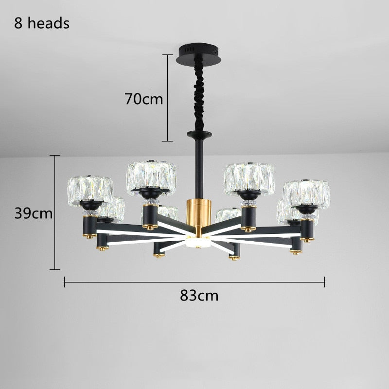 Nordic light luxury living room led crystal chandelier modern minimalist luxury dining room bedroom gold and black ceiling lamps