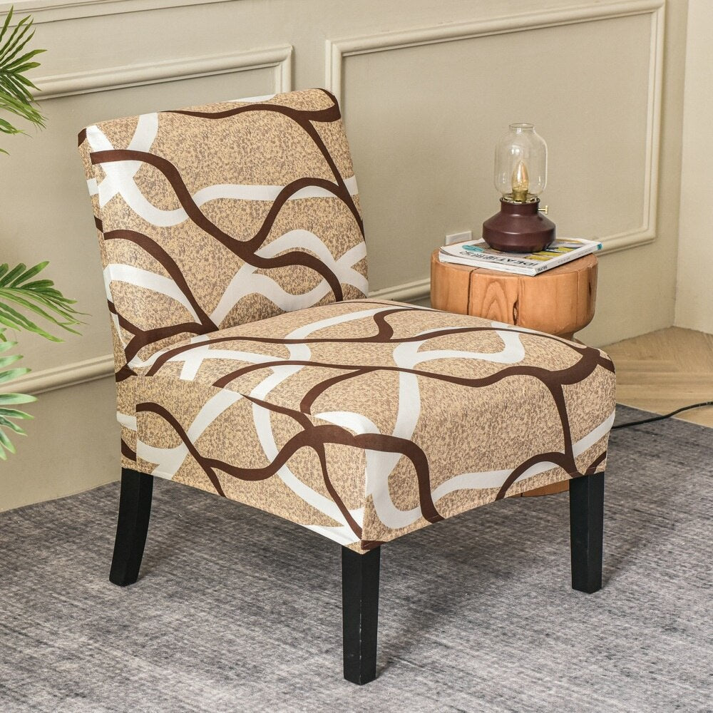 Armless Accent Slipper Chair Cover Elastic Sofa Stool Slipcover Jacquard Stretch Dining Couch Protector For Living Room Decor