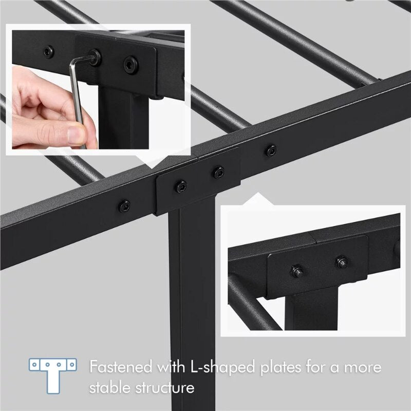 SmileMart Metal Platform Bed Frame with Headboard and Footboard, Queen, Black bedframe bedroom furniture
