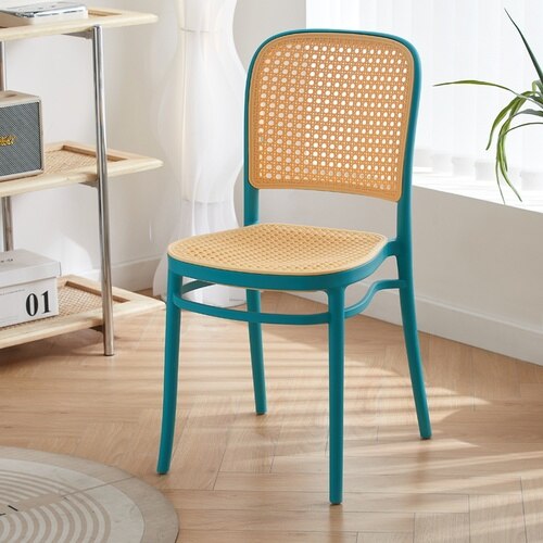 Nordic Mobile Dining Chairs Accent Living Room Office Rattan Designer Dining Chairs Balcony Ergonomic Cadeira Rattan Furnitures
