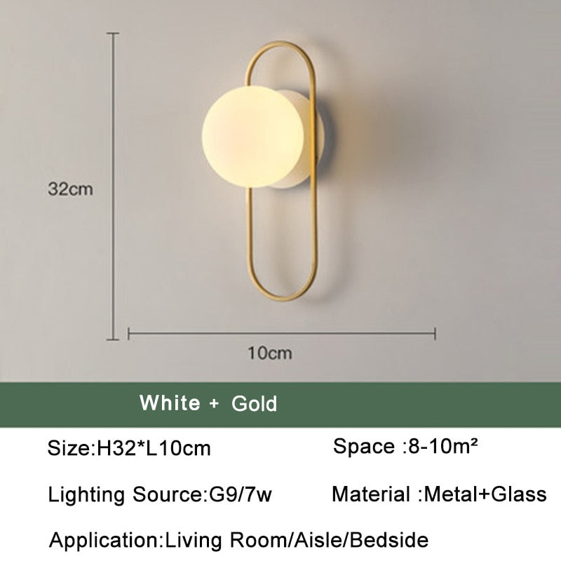 Nordic Glas Ball FÜHRTE Wand Licht für Wohnzimmer Interior Schlafzimmer LED Wand Leuchte mit 7w G9 Birne wand Leuchte für Home