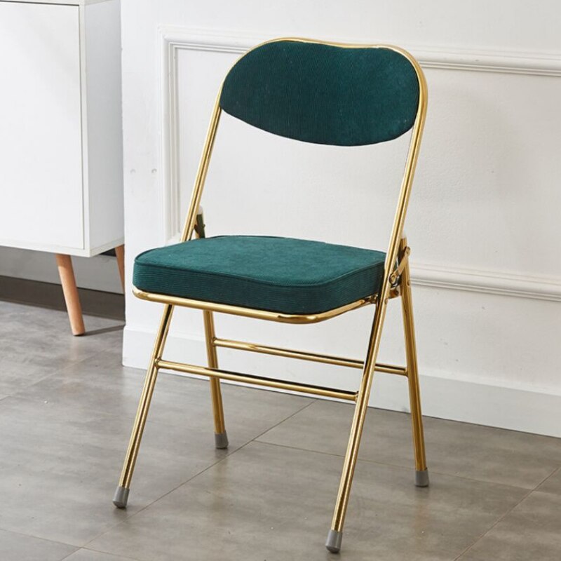 Classic Thickened Electroplated Folding Chair Comfortable Dining Chair Office Chair Accent Chairs for Living Room Furniture Ins