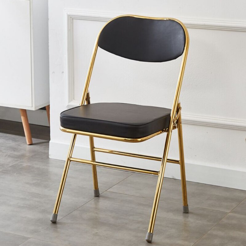 Classic Thickened Electroplated Folding Chair Comfortable Dining Chair Office Chair Accent Chairs for Living Room Furniture Ins