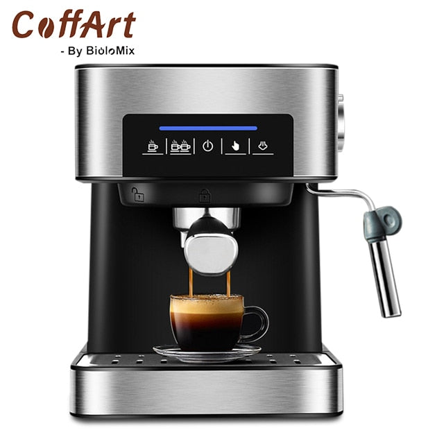 Coffart By BioloMix 20 Bar Italian Type Espresso Coffee Maker Machine with Milk Frother Wand for Espresso, Cappuccino and Mocha