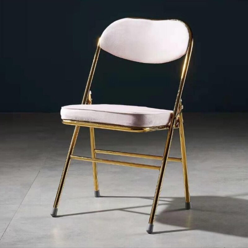 Classic Thickened Electroplated Folding Chair Comfortable Dining Chair Office Chair Accent Chairs for Living Room Furniture Ins