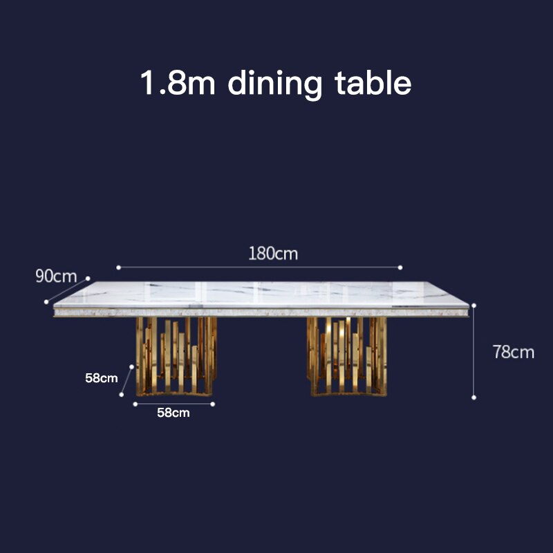 Luxury White Marble Dining Table And Chair Combination Rectangular Kitchen Tables Italian Type Large Concise Modern Furniture