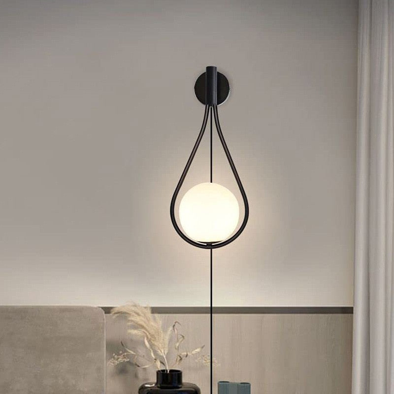 Modern Glass Ball Wall Sconce Light Fixture Bedroom Bedside Home Decoration Living Room Gold Lighting Lamp Indoor Free Shipping