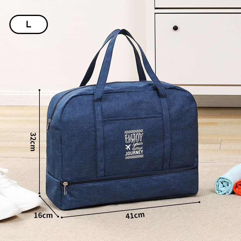 Fashion Folding Travel Bag Women Oxford Travel Weekend Overnight Bags Large Capacity Hand Luggage Tote Duffel Accessor Supplies