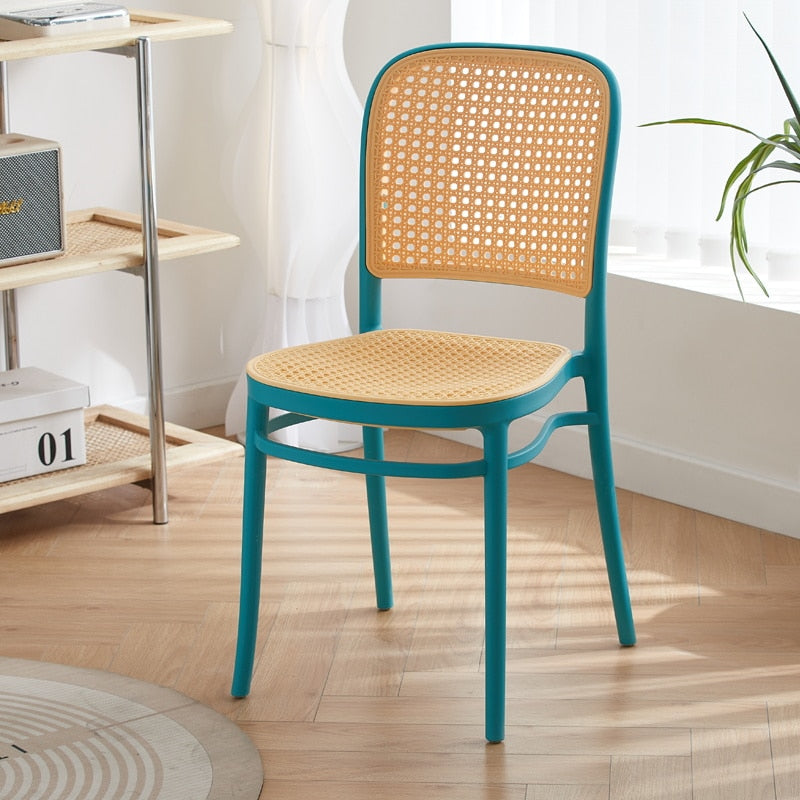 Nordic Mobile Dining Chairs Accent Living Room Office Rattan Designer Dining Chairs Balcony Ergonomic Cadeira Rattan Furnitures