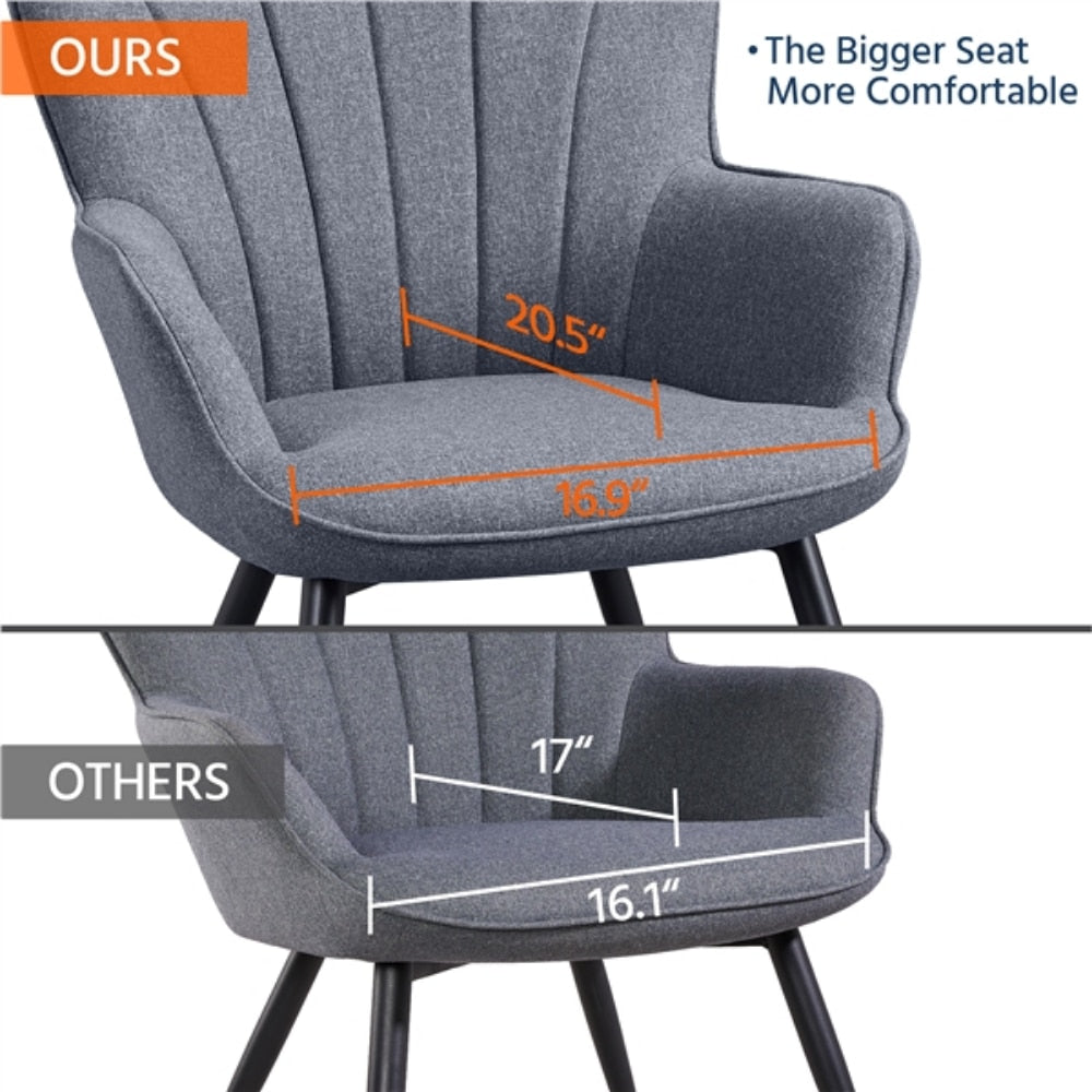 Wingback Chair, Gray Dining Chair Nordic Furniture Accent Chairs for Living Room Designer Chair Rattan Chair