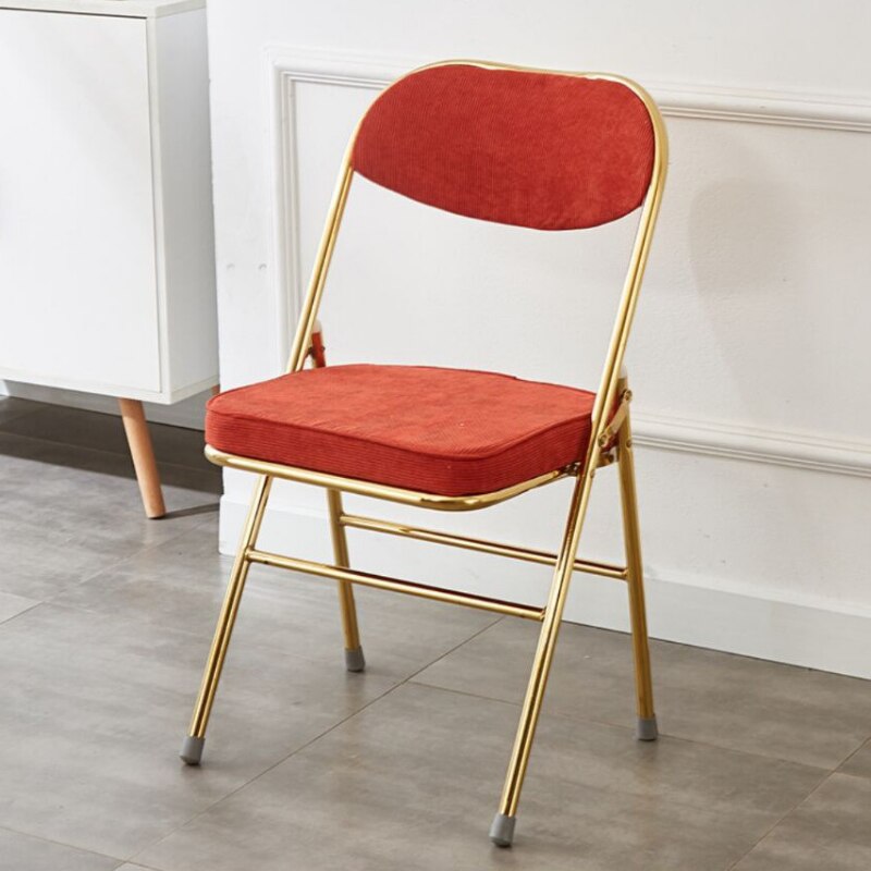 Classic Thickened Electroplated Folding Chair Comfortable Dining Chair Office Chair Accent Chairs for Living Room Furniture Ins