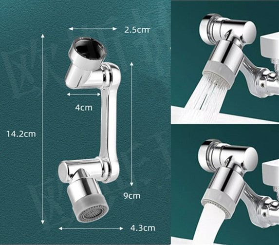 Robotic Arm Kitchen Faucet Aerator 1080° Rotation Extender Adapter Splash-proof Swivel Water Saving Plastic Faucet Spray Head