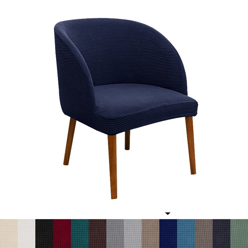 Jacquard Accent Round Seat Cover Slipcovers Curved Back Dining Chair Protector Cover for Kitchen Living Dressing Room