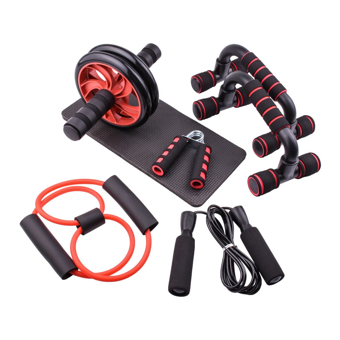 Resistance Bands Push Up Stand Bar Abdominal Wheel AB Roller Jump Rope Grip Strength Exercise Home Gym Fitness Muscle Trainer