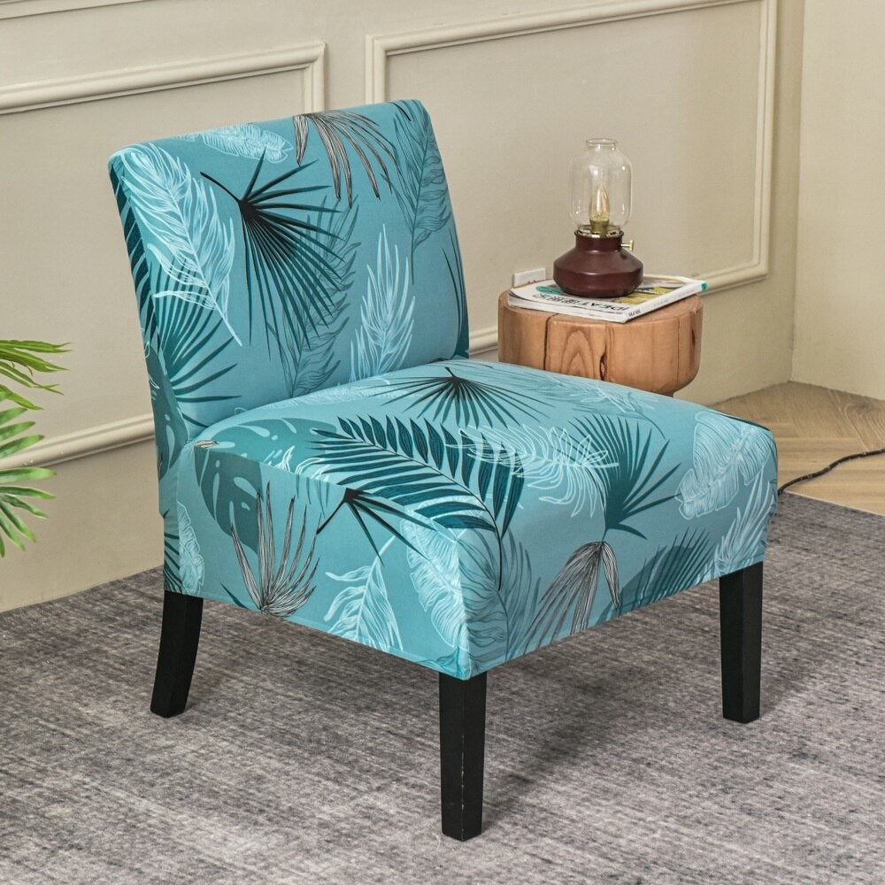 Armless Accent Slipper Chair Cover Elastic Sofa Stool Slipcover Jacquard Stretch Dining Couch Protector For Living Room Decor