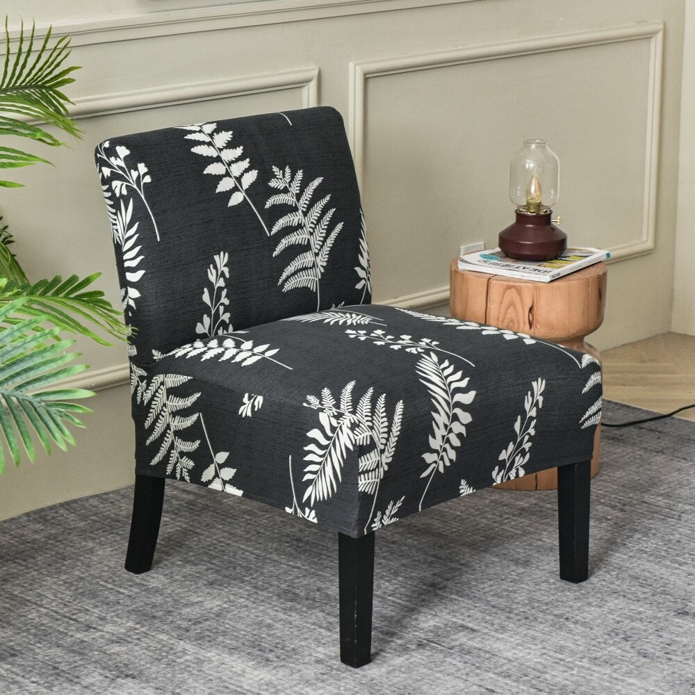 Armless Accent Slipper Chair Cover Elastic Sofa Stool Slipcover Jacquard Stretch Dining Couch Protector For Living Room Decor
