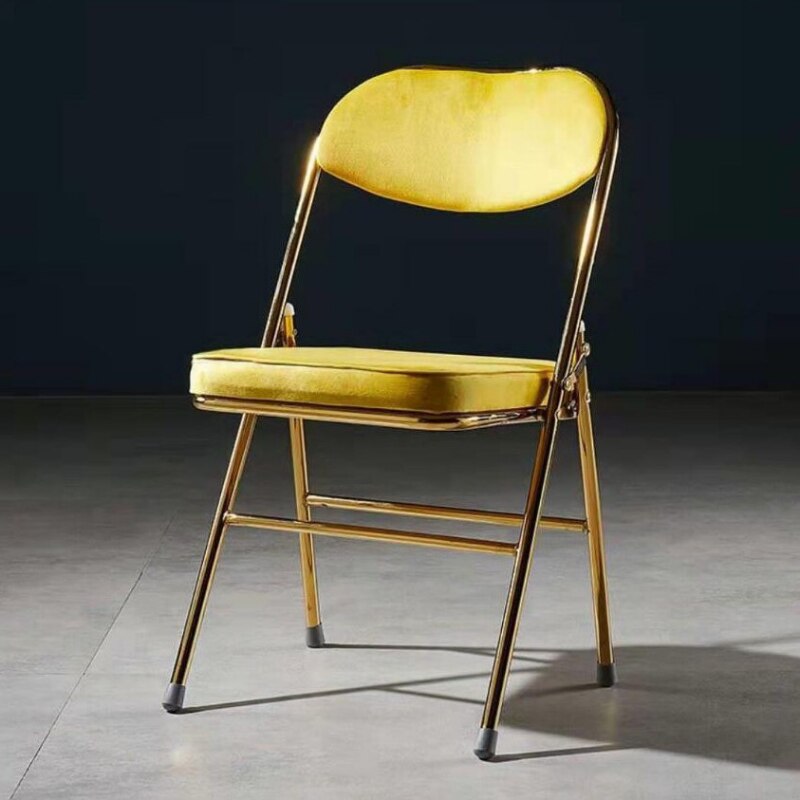 Classic Thickened Electroplated Folding Chair Comfortable Dining Chair Office Chair Accent Chairs for Living Room Furniture Ins