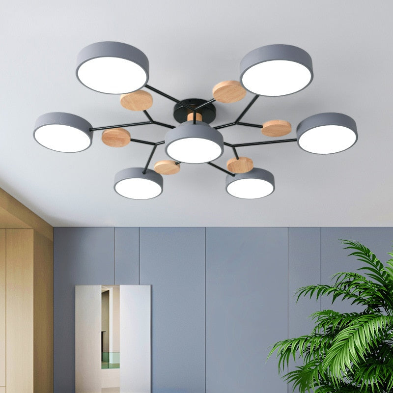 Modern Wooden LED Ceiling Chandeliers Home Decoration for Living Room Bedroom Kitchen Dining Room Lights Indoor Pendant Lamps