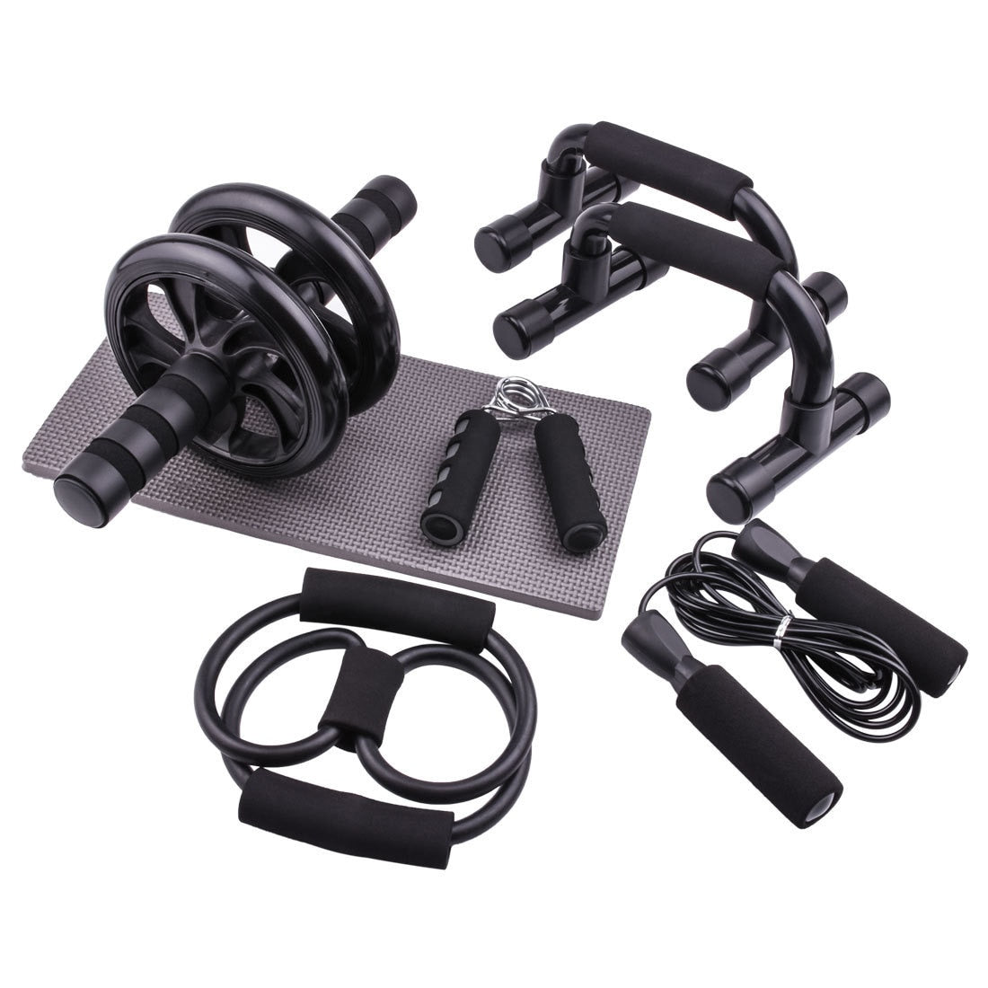 Resistance Bands Push Up Stand Bar Abdominal Wheel AB Roller Jump Rope Grip Strength Exercise Home Gym Fitness Muscle Trainer