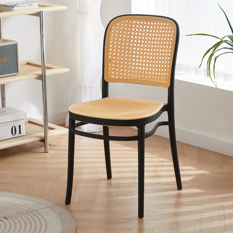 Nordic Mobile Dining Chairs Accent Living Room Office Rattan Designer Dining Chairs Balcony Ergonomic Cadeira Rattan Furnitures