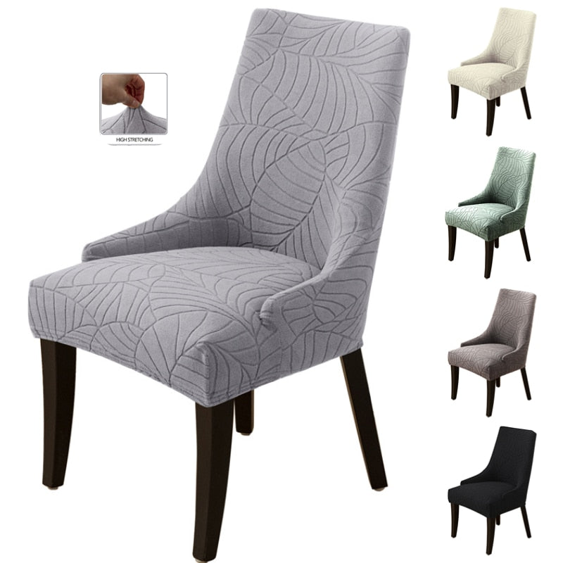 Jacquard Sloping Chair Cover High Back Armchair Cover Elastic Accent Living Dining Room Seat Covers Office Hotel Wedding Party