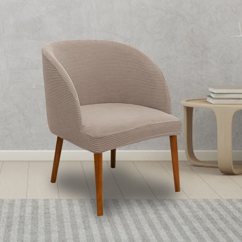 Jacquard Accent Round Seat Cover Slipcovers Curved Back Dining Chair Protector Cover for Kitchen Living Dressing Room