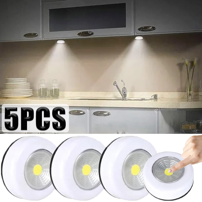 5PCS COB LED Touch Light Under Cabinet Led Wireless Wall Lamp Wardrobe Cupboard Drawer Closet for Bedroom Kitchen Night Light