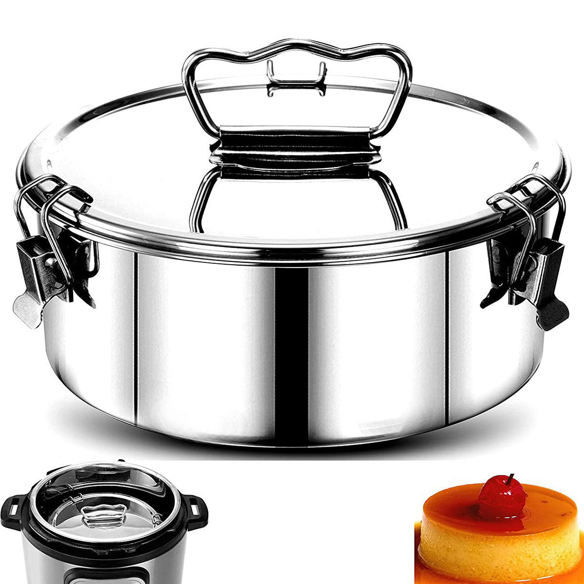 1.5QT Stainless Steel Flan Mold Cake Baking Pan for 6QT 8QT Instant Pot Chocolate Pastry Pudding Flan Mould Kitchen Accessories