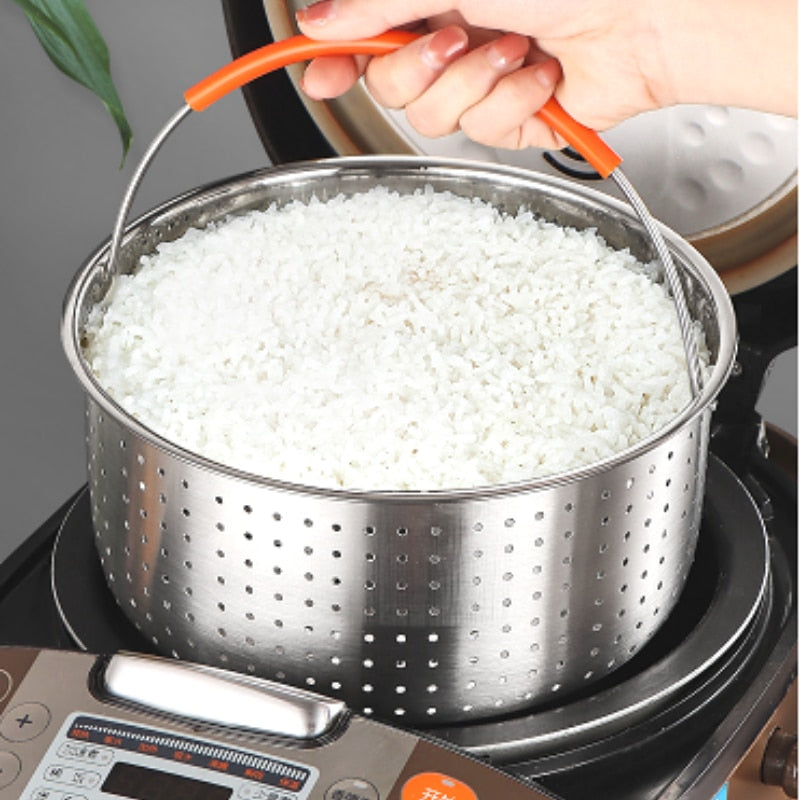 304 Stainless Steel Steamer Basket Instant Pot Accessories for 3/6/8L Instant Cooker with Silicone Covered Handle