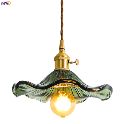 IWHD Nordic Style Simple LED Pendant Light Fixtures Bedroom Living Room Bar Colorful Glass Copper Hanging Lamp Lights Edison