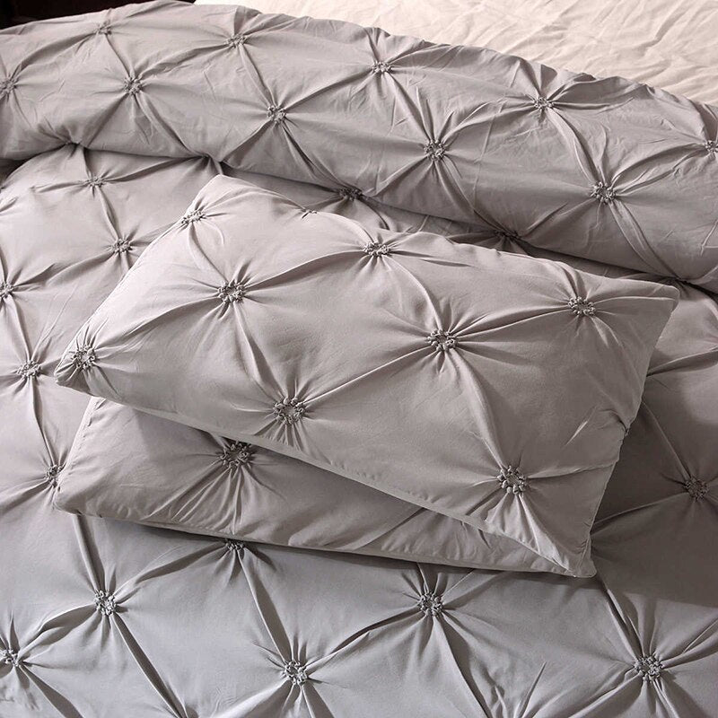 2/3pcs Luxury Solid Comfortable Quilt Cover Adult Bedding Bed Linens White/Gray Bed Cover Pillowcase Queen King Duvet Cover Set