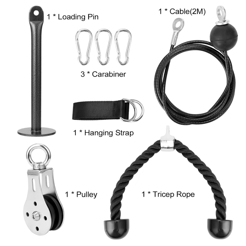 fitness Cable Pulley System Machine Attachments Tricep Rope Handles Grips Home Gym Equipment Weight Lifting Workout Acessories