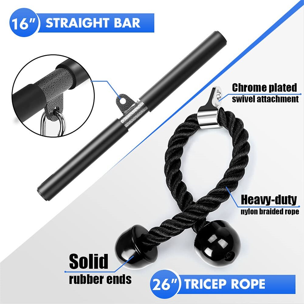 fitness Cable Pulley System Machine Attachments Tricep Rope Handles Grips Home Gym Equipment Weight Lifting Workout Acessories